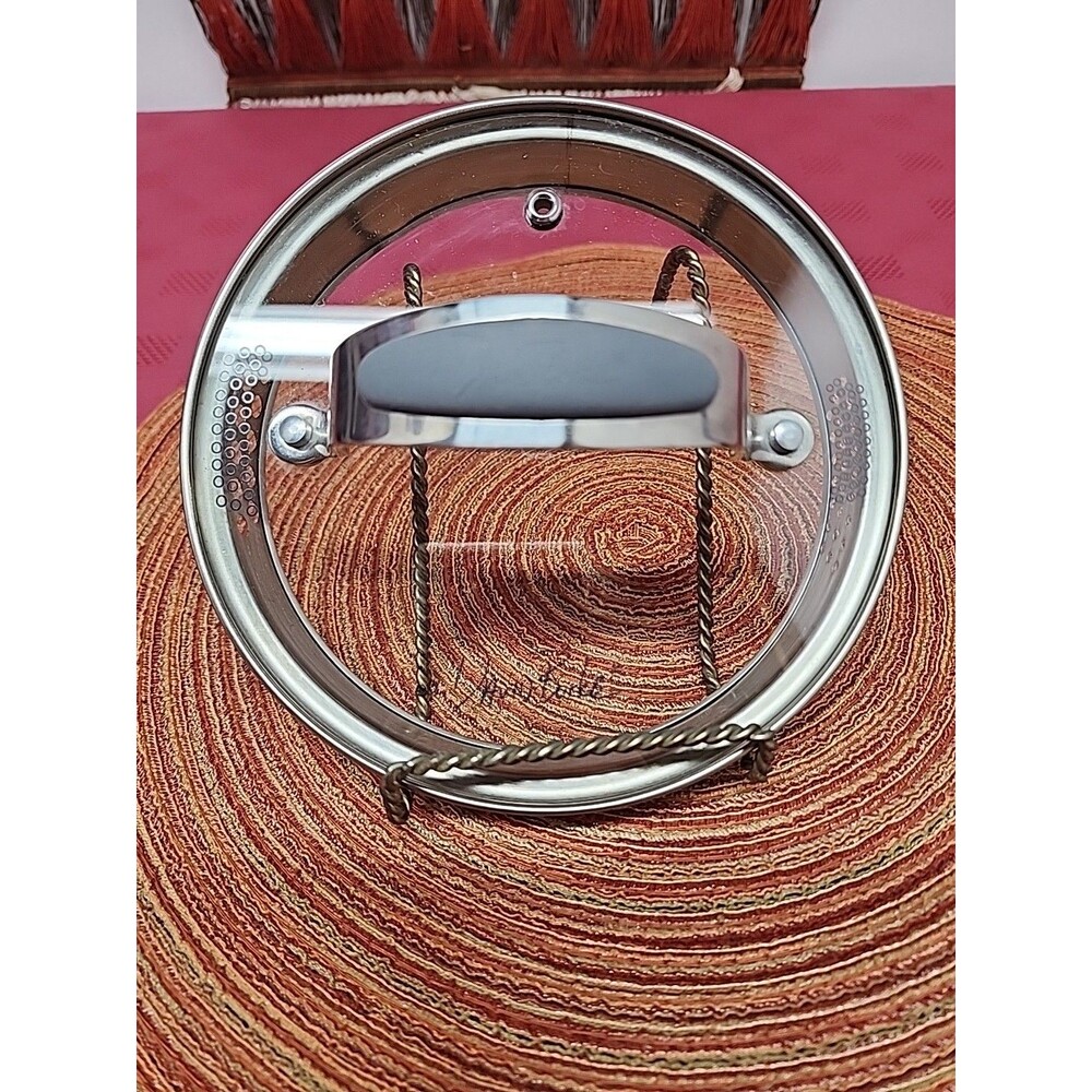 David Burke Glass & Stainless Strainer Venting  Lid 6" Inner Lip To Inner Lip